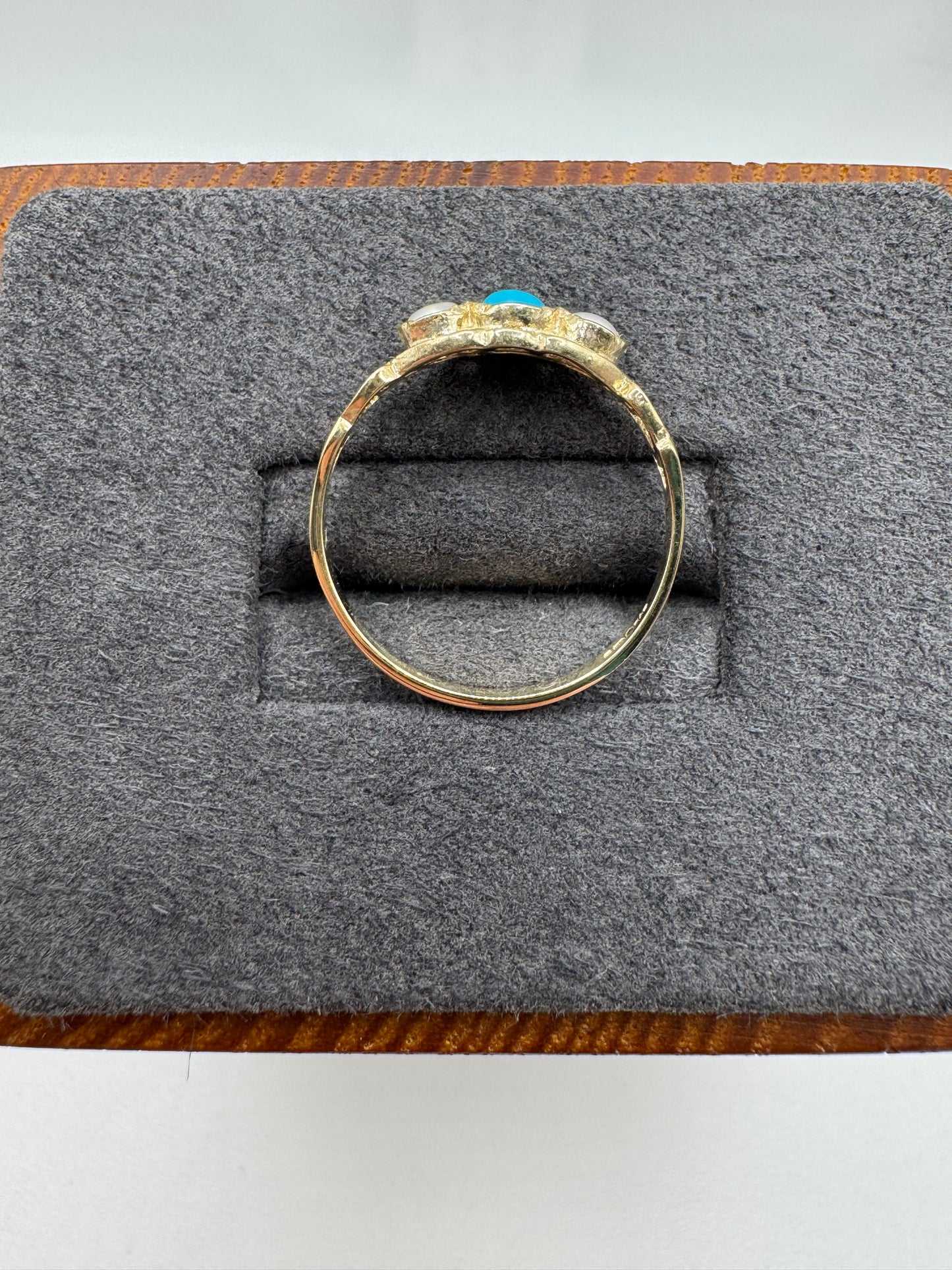 9ct gold turquoise and pearl ring