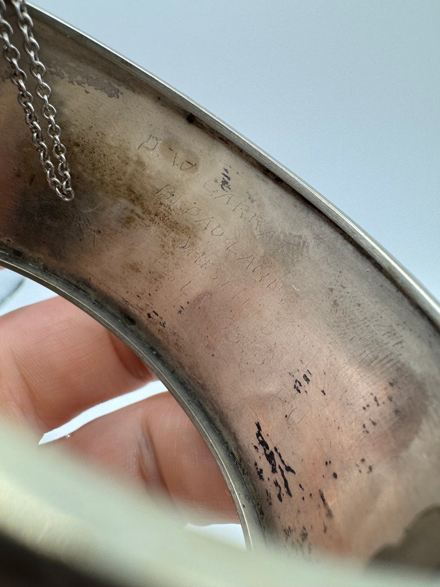 Antique silver patterned bangle