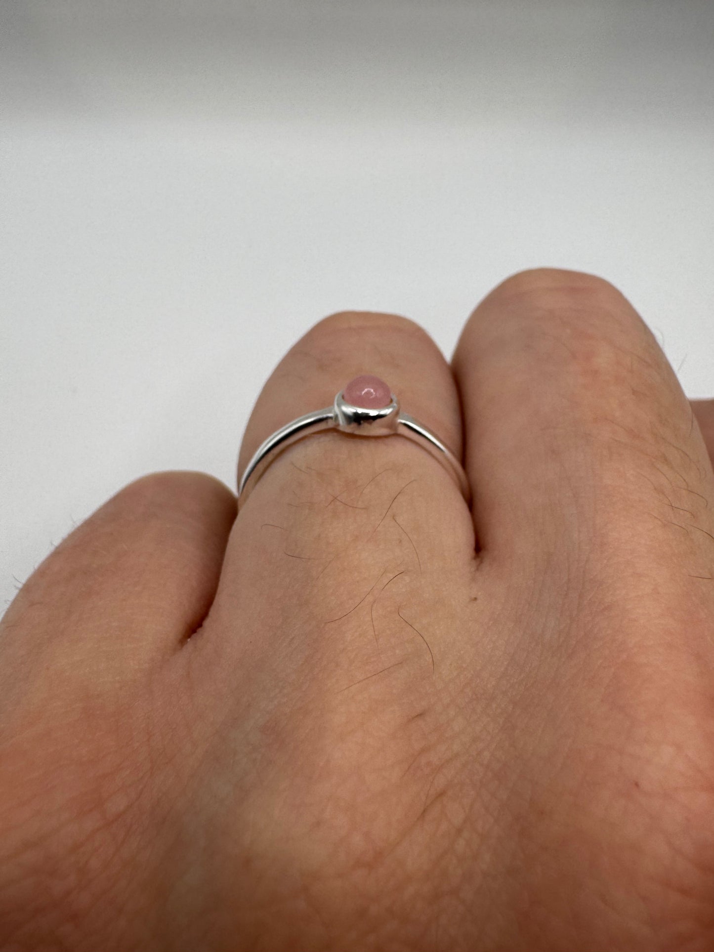 Silver rose quartz ring (6-L1/2)