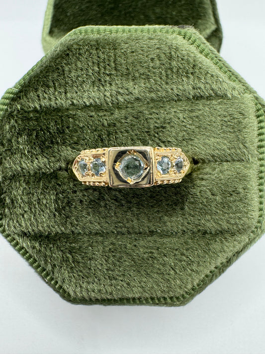 9ct gold 5 stone topaz gypsy ring