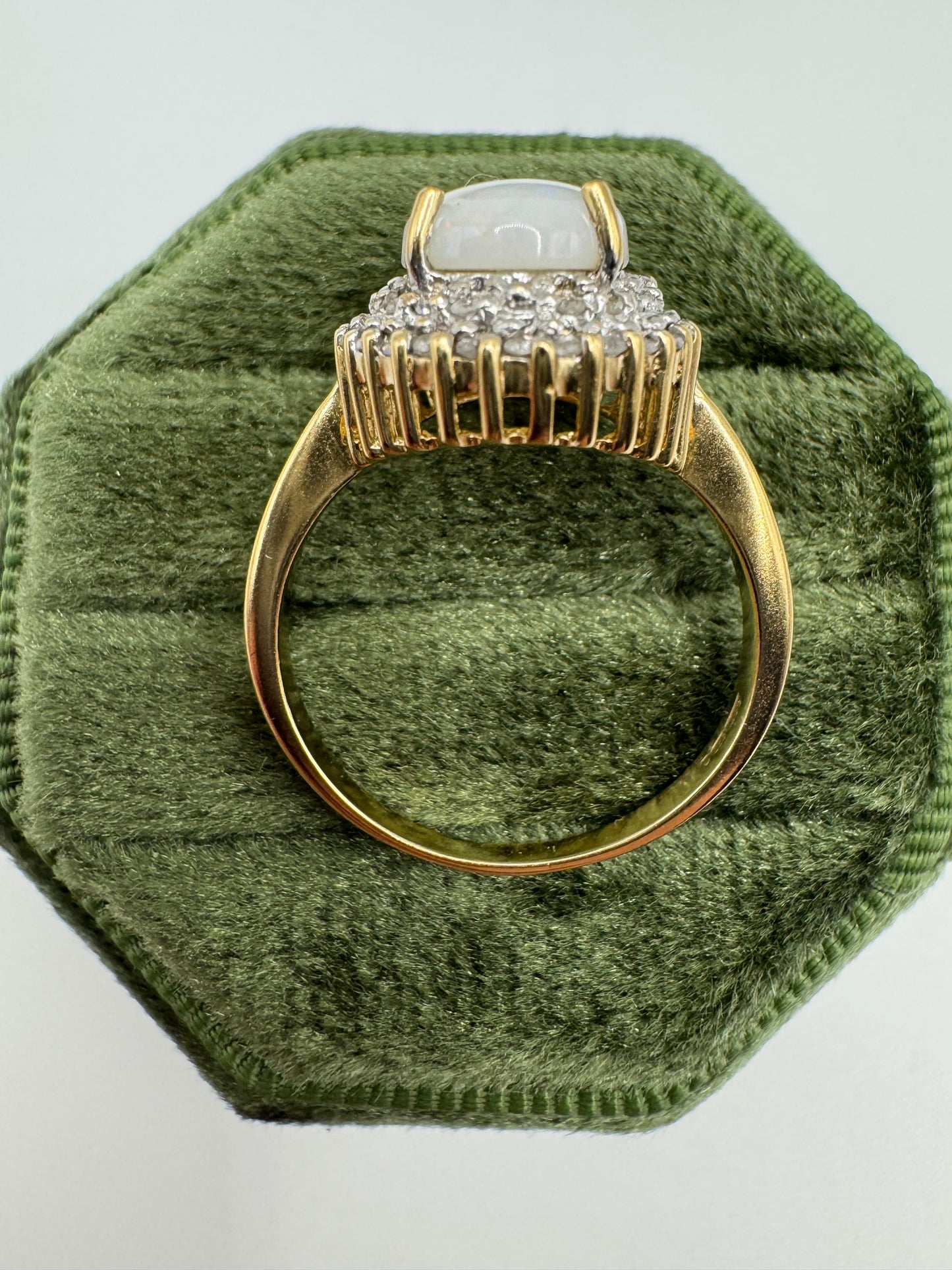 9ct gold opal and diamond cluster ring