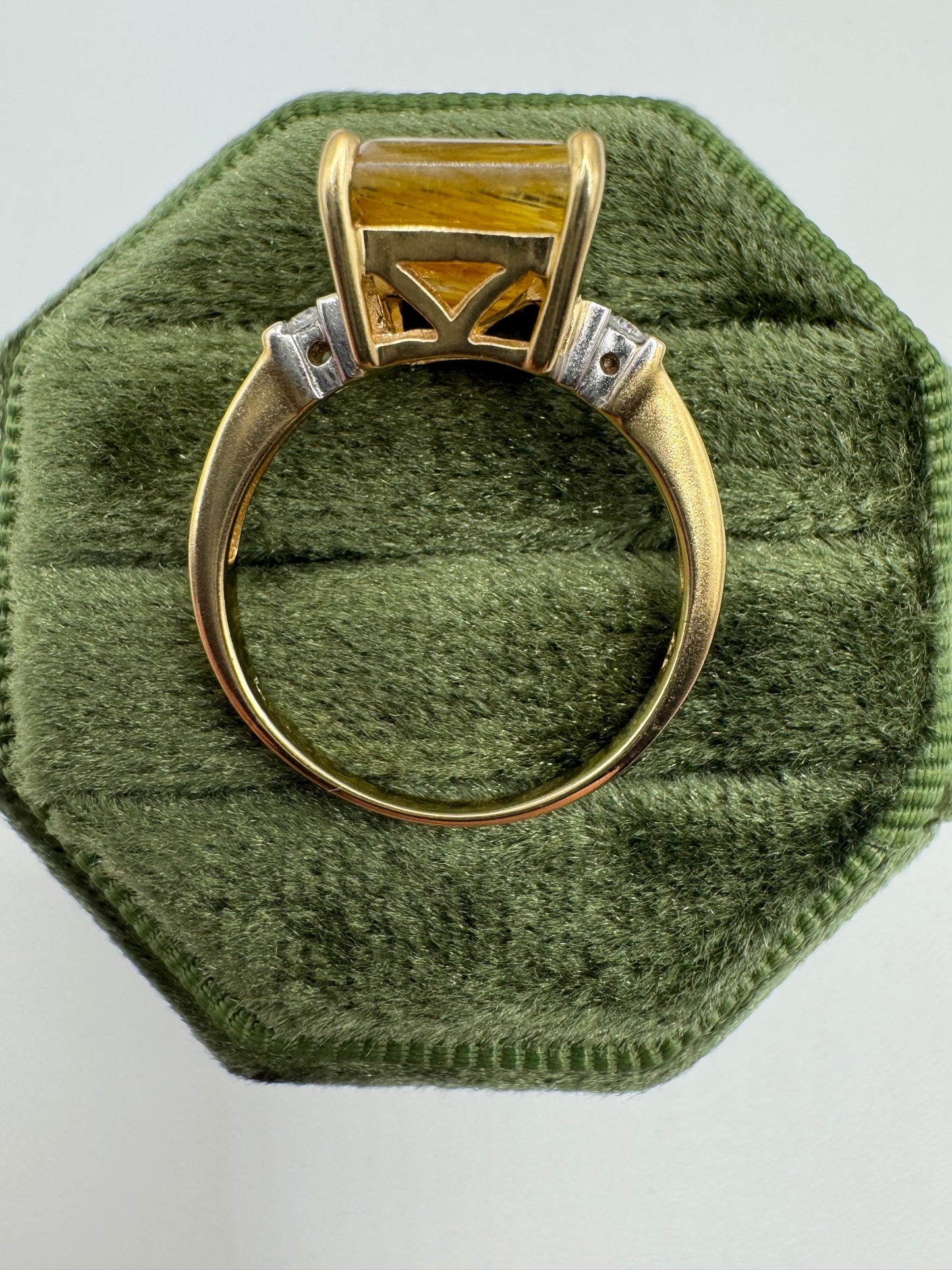 9ct gold rutile quartz and topaz cluster ring