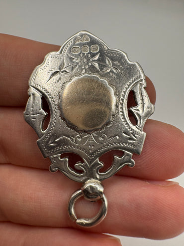 Silver shield fob pendant