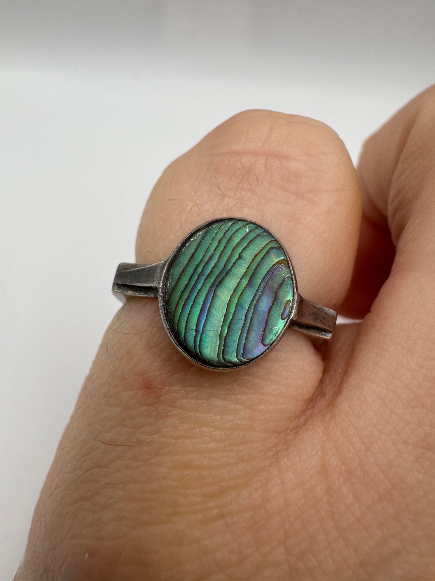 Silver abalone ring