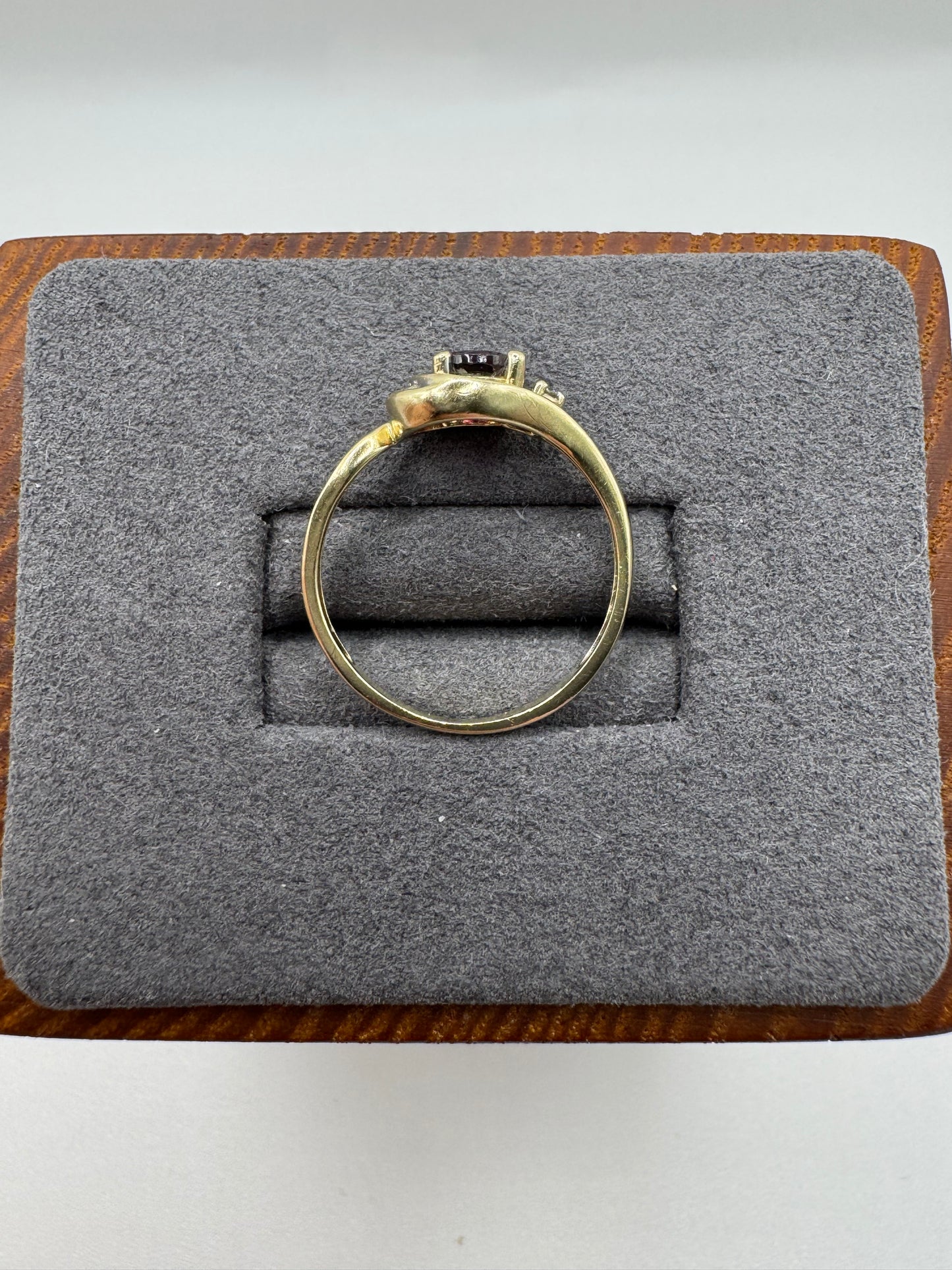 9ct gold almandine garnet and diamond ring