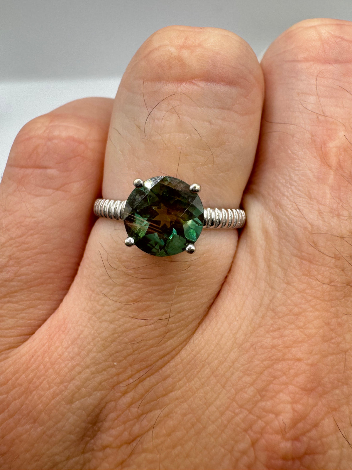 9ct white gold andesine ring