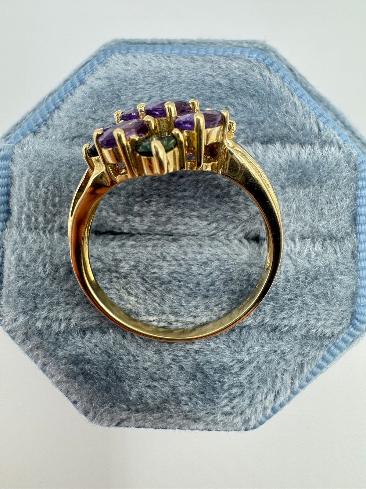 9ct gold multi-coloured sapphire ring