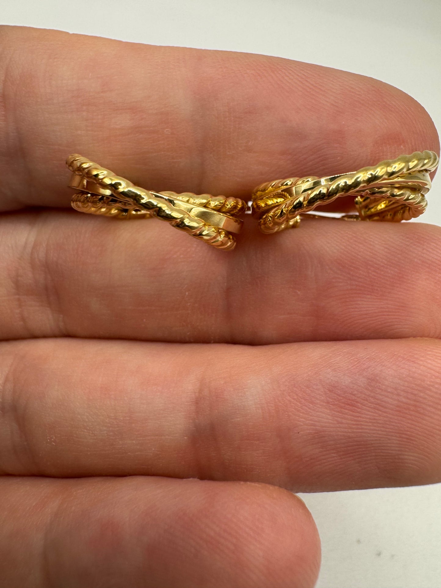 9ct gold patterned twist creole earrings