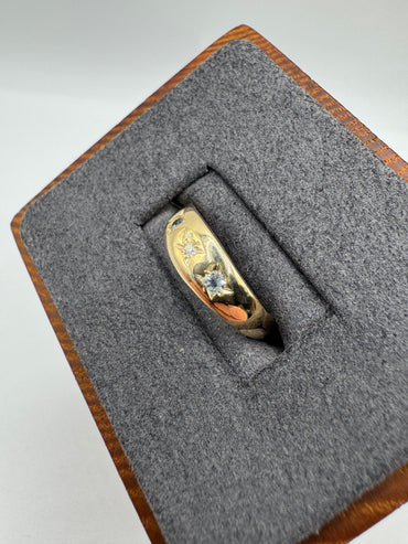 9ct gold topaz and diamond gypsy ring