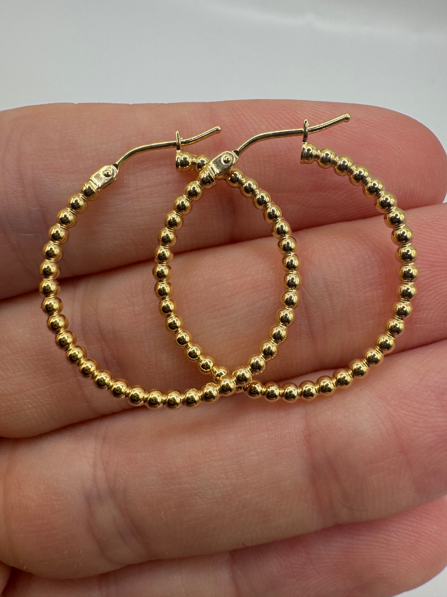 9ct gold 20mm beaded creole earrings
