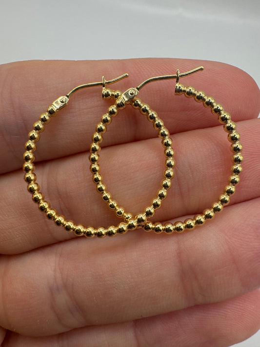 9ct gold 20mm beaded creole earrings