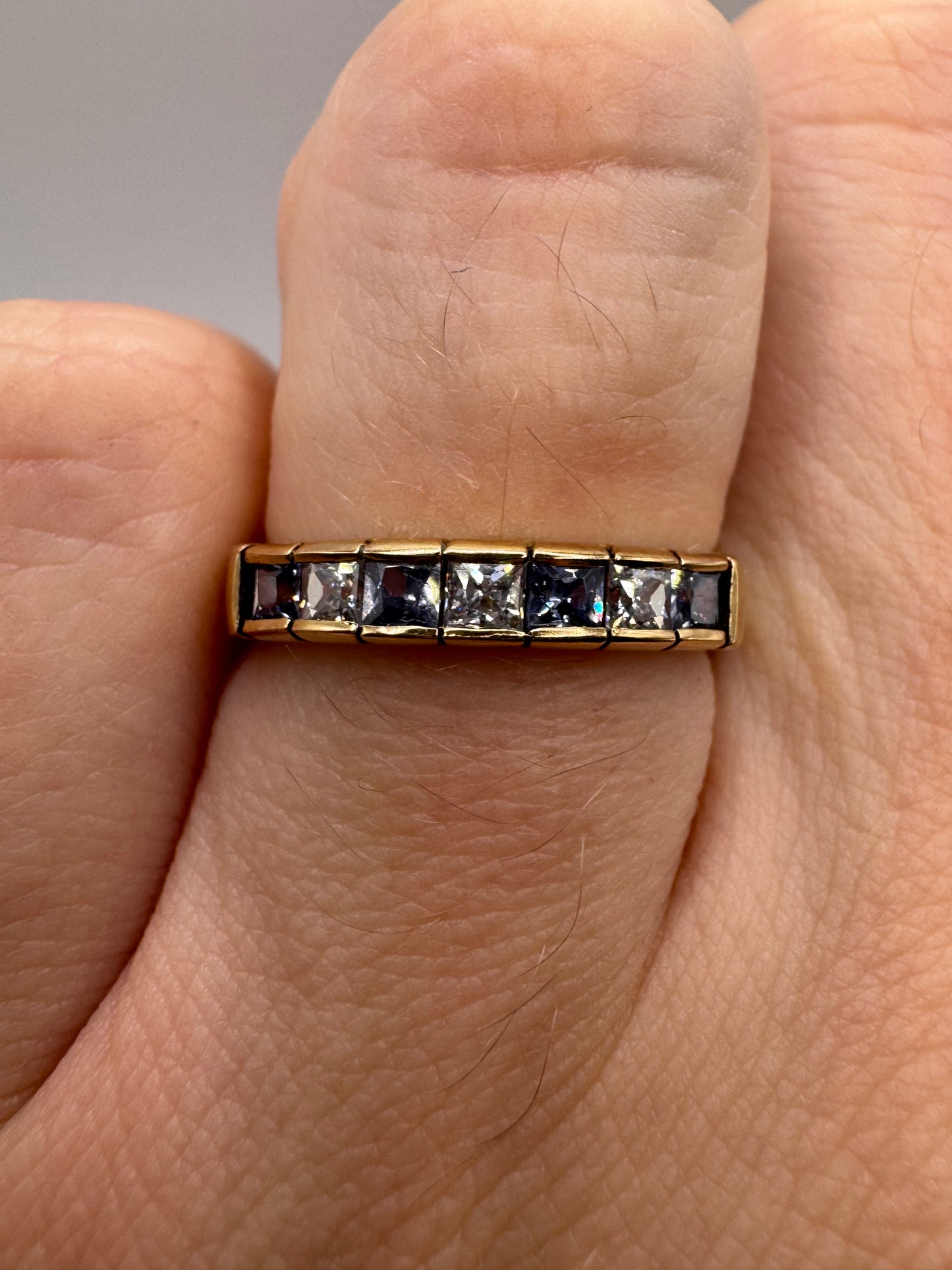 9ct gold tanzanite and zircon ring