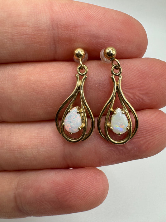 9ct gold opal earrings
