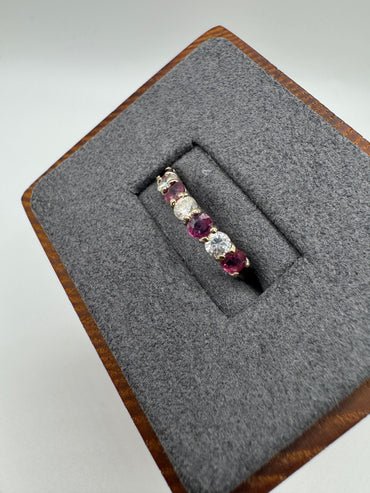 9ct gold ruby and cz ring