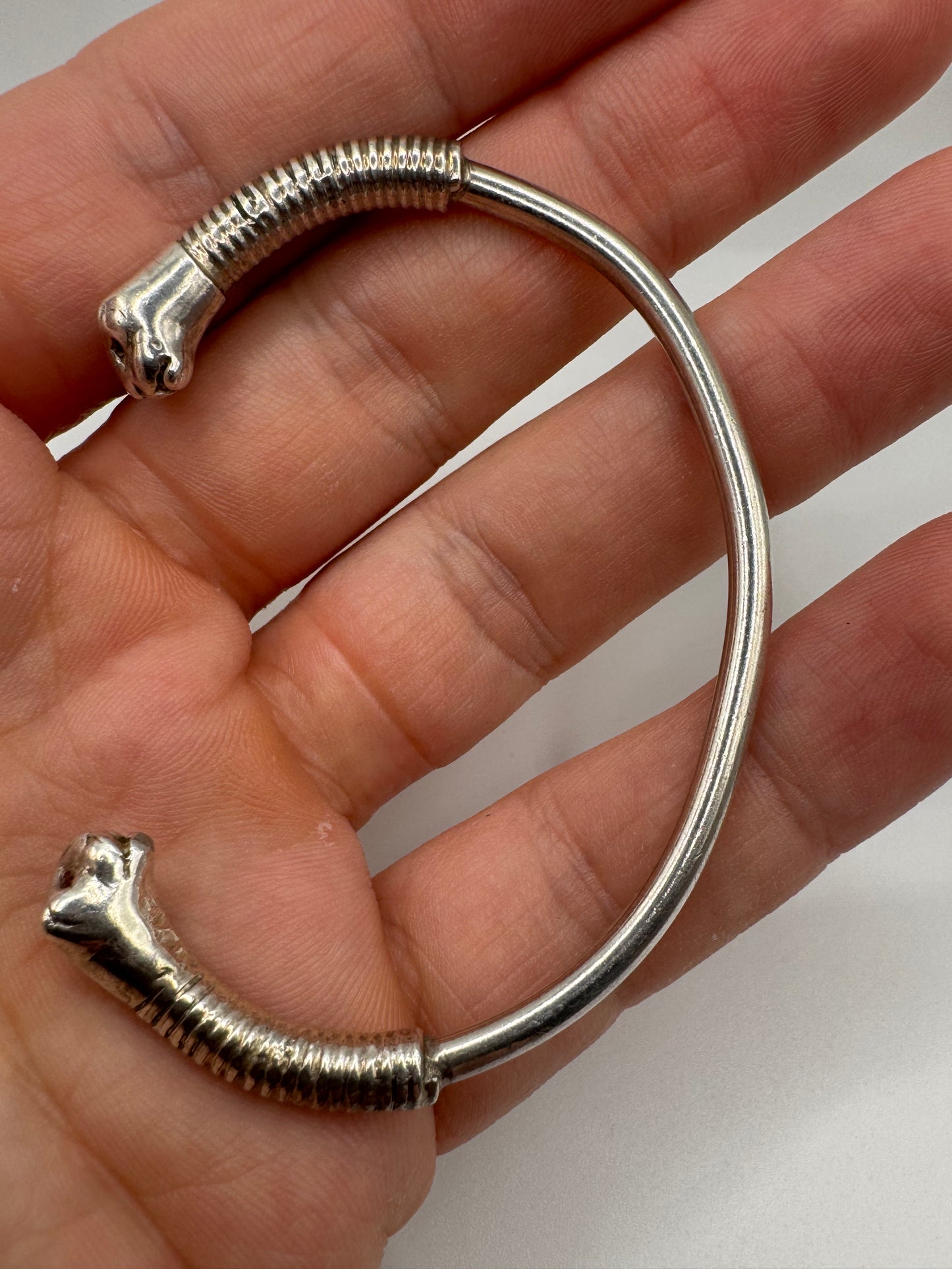 Silver wildcat bangle