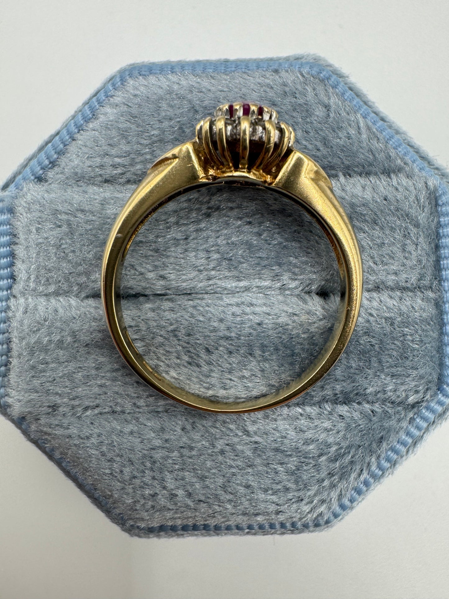 9ct gold ruby and diamond ring