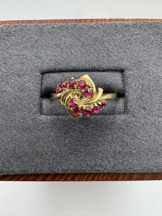 9ct gold ruby cluster ring