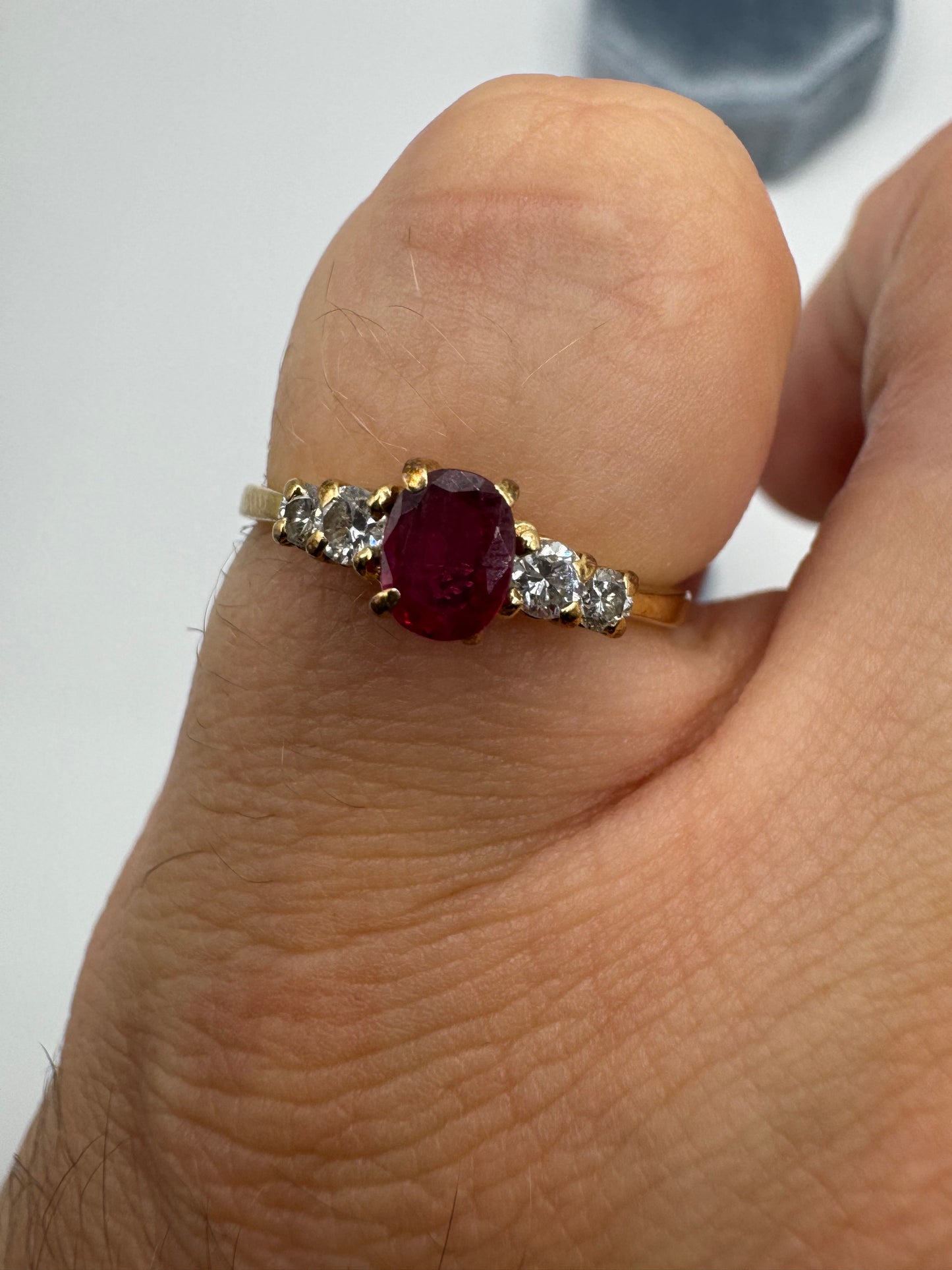 9ct gold ruby and diamond ring