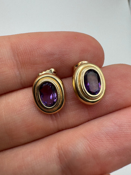9ct gold amethyst earrings