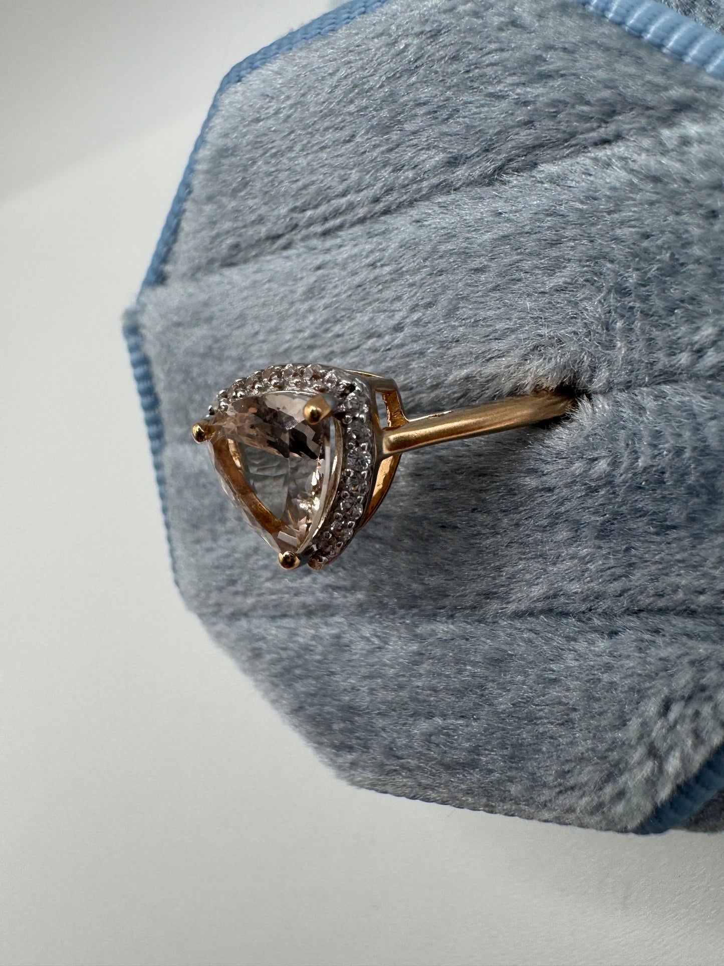 9ct rose gold morganite and zircon ring