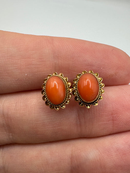 9ct gold coral earrings