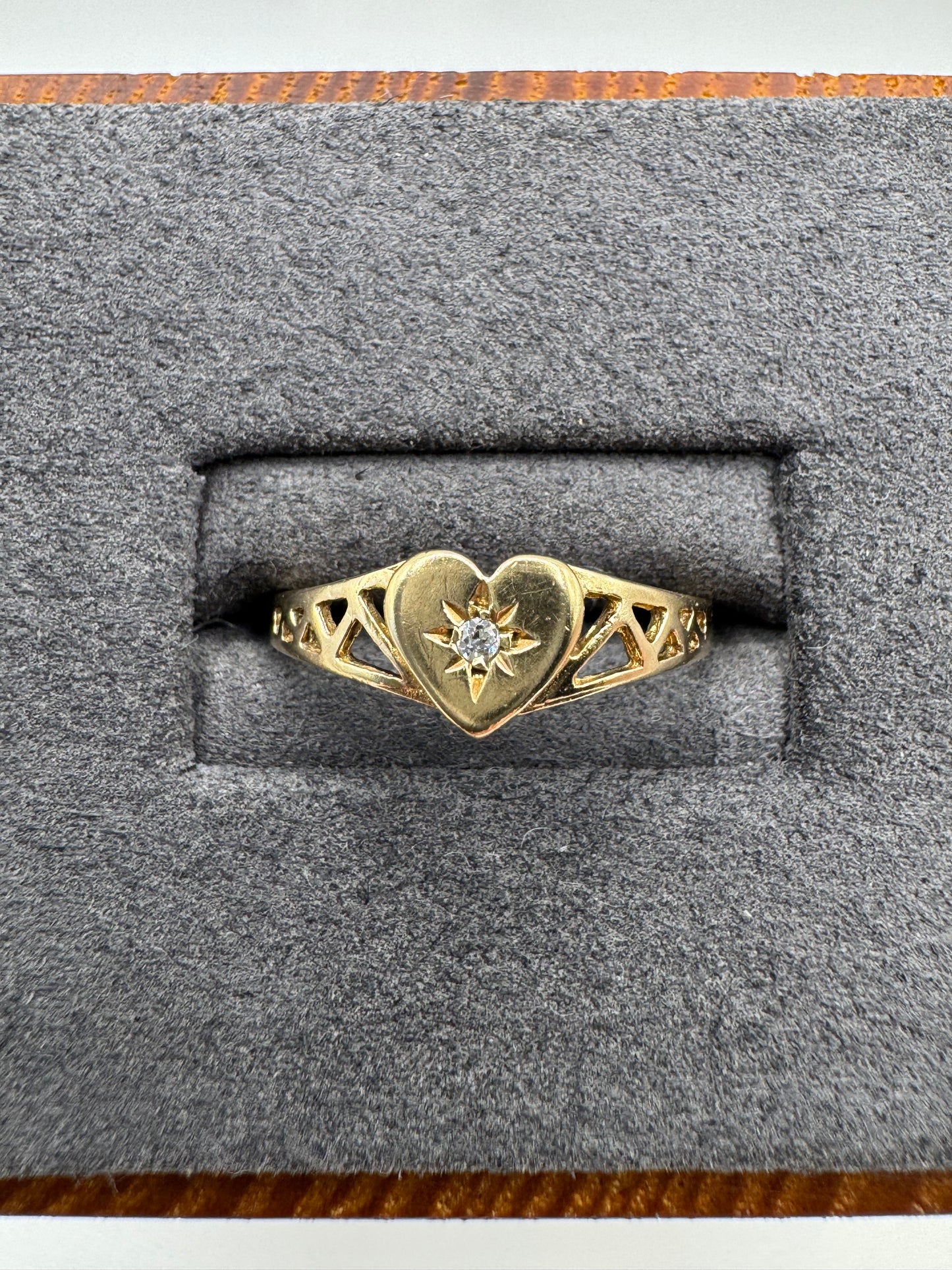 9ct gold diamond heart gypsy ring