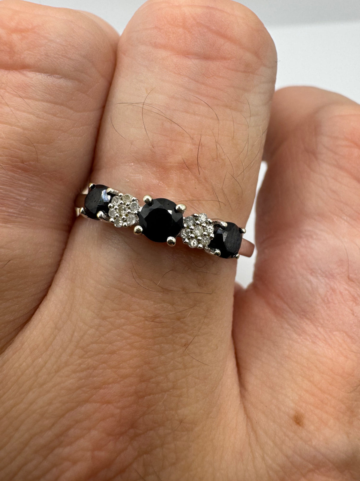 9ct white gold sapphire and diamond ring