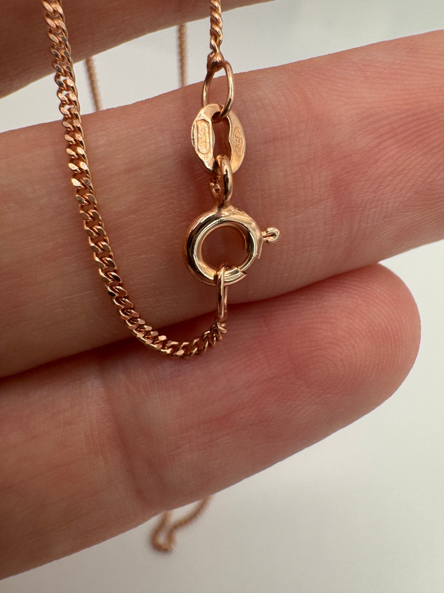 9ct rose gold curb chain 19 (including 2 extenders)