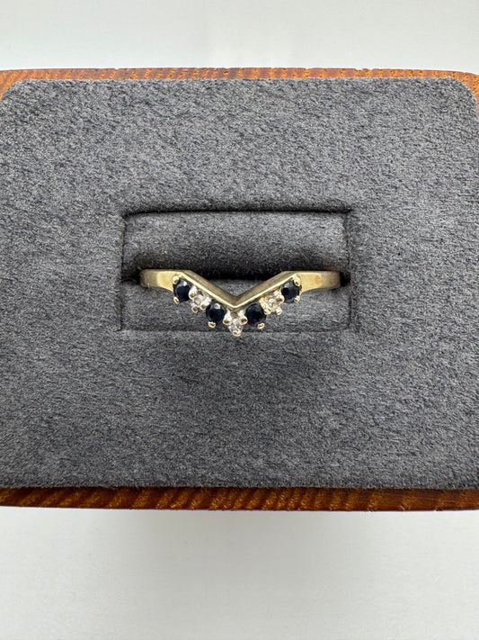 9ct gold sapphire and diamond wishbone ring