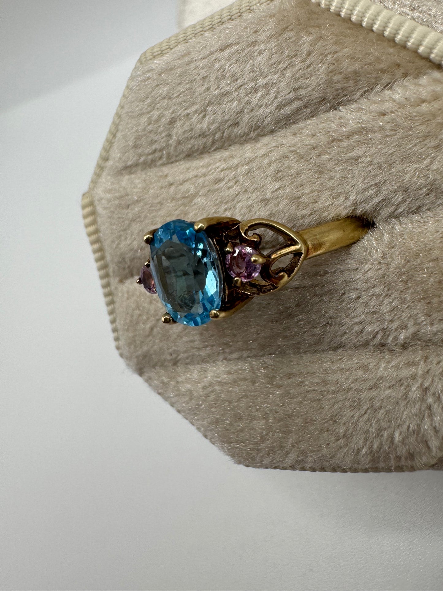 9ct gold topaz and pink sapphire ring