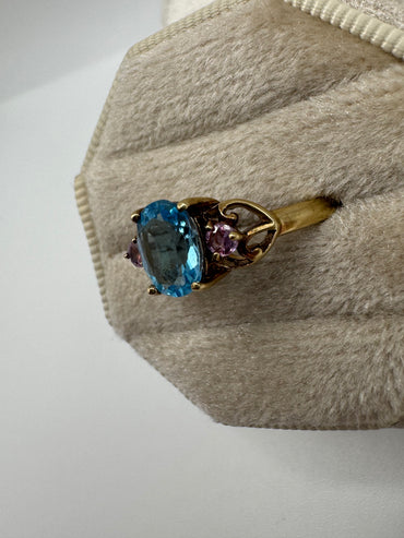9ct gold topaz and pink sapphire ring