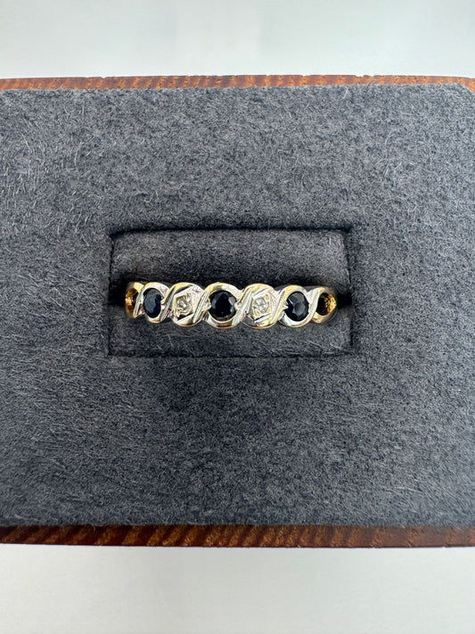 9ct gold sapphire and diamond ring
