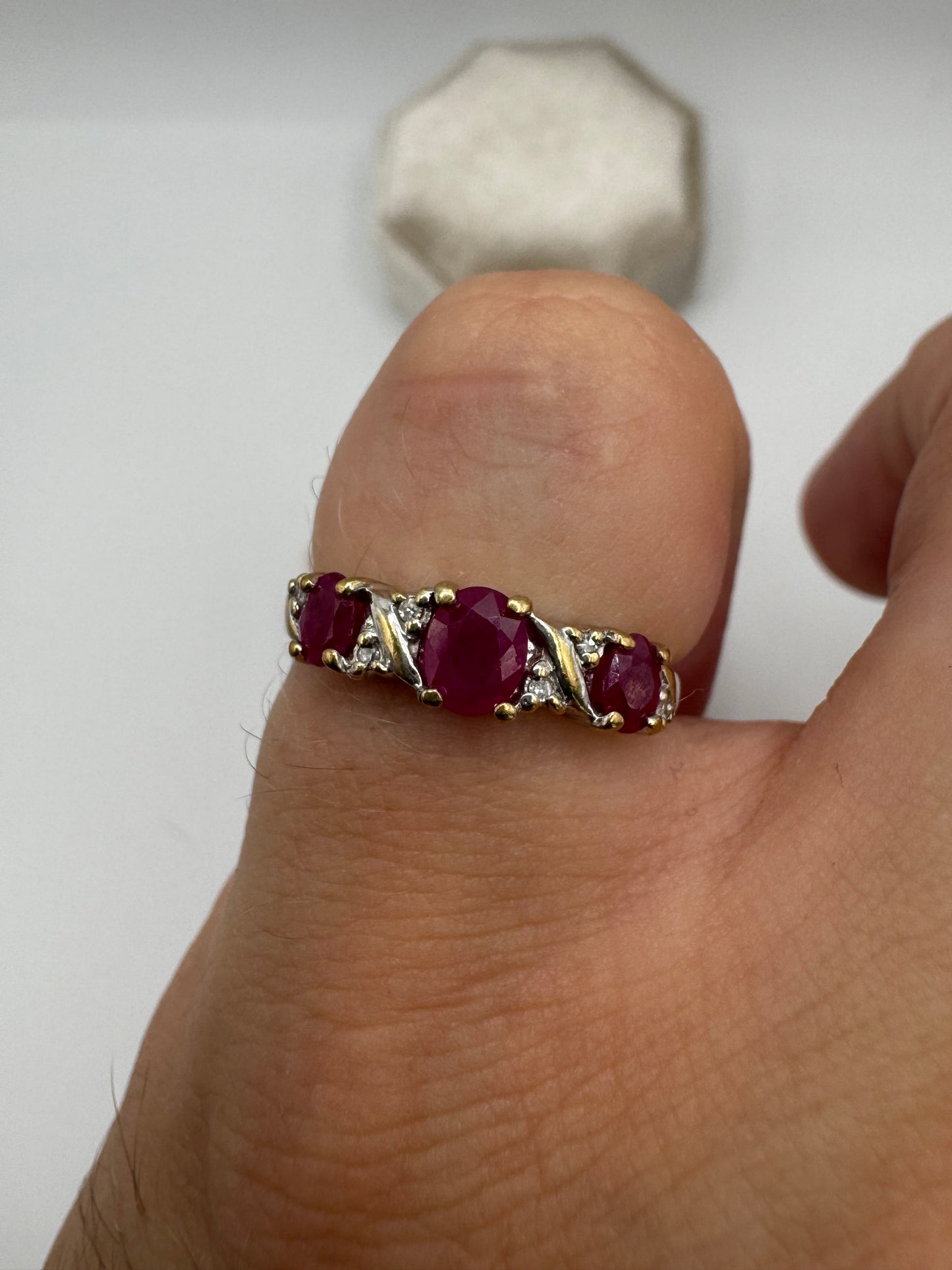 9ct gold ruby and diamond ring