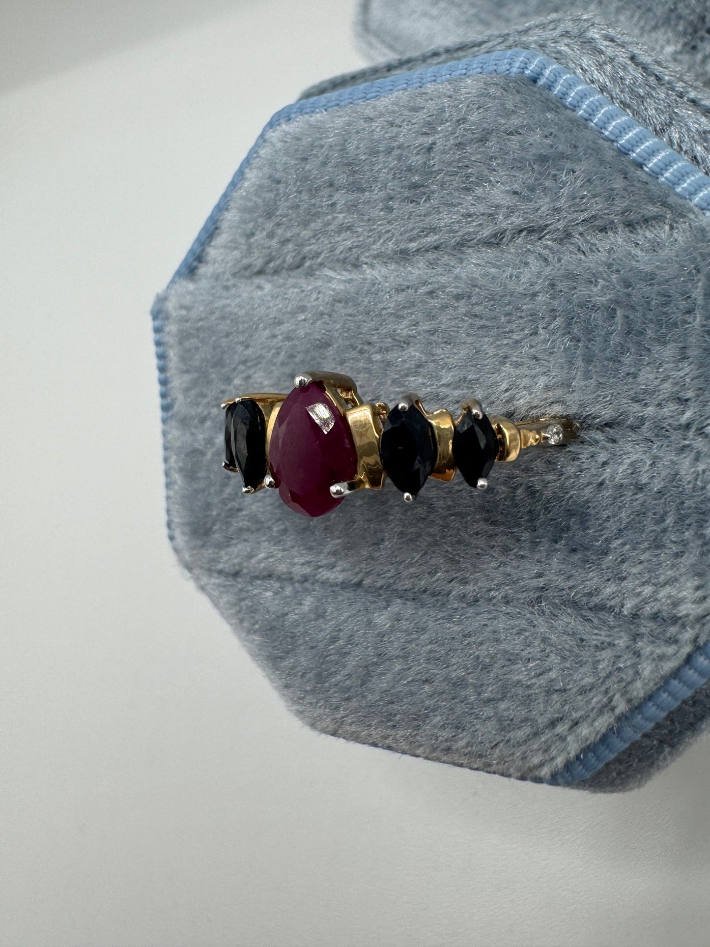 9ct gold ruby and sapphire ring