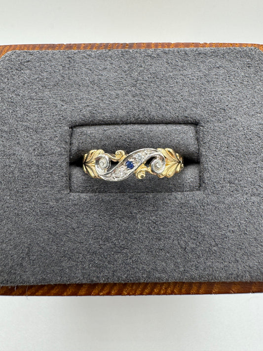 9ct gold sapphire and diamond ring