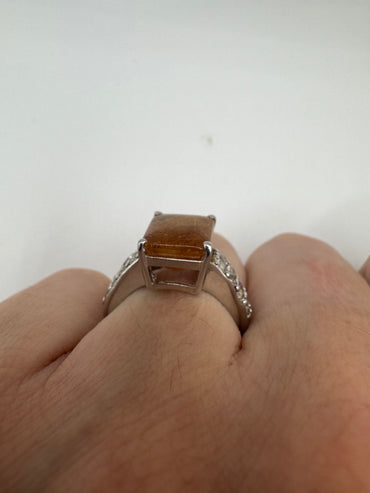 Silver gemstone ring