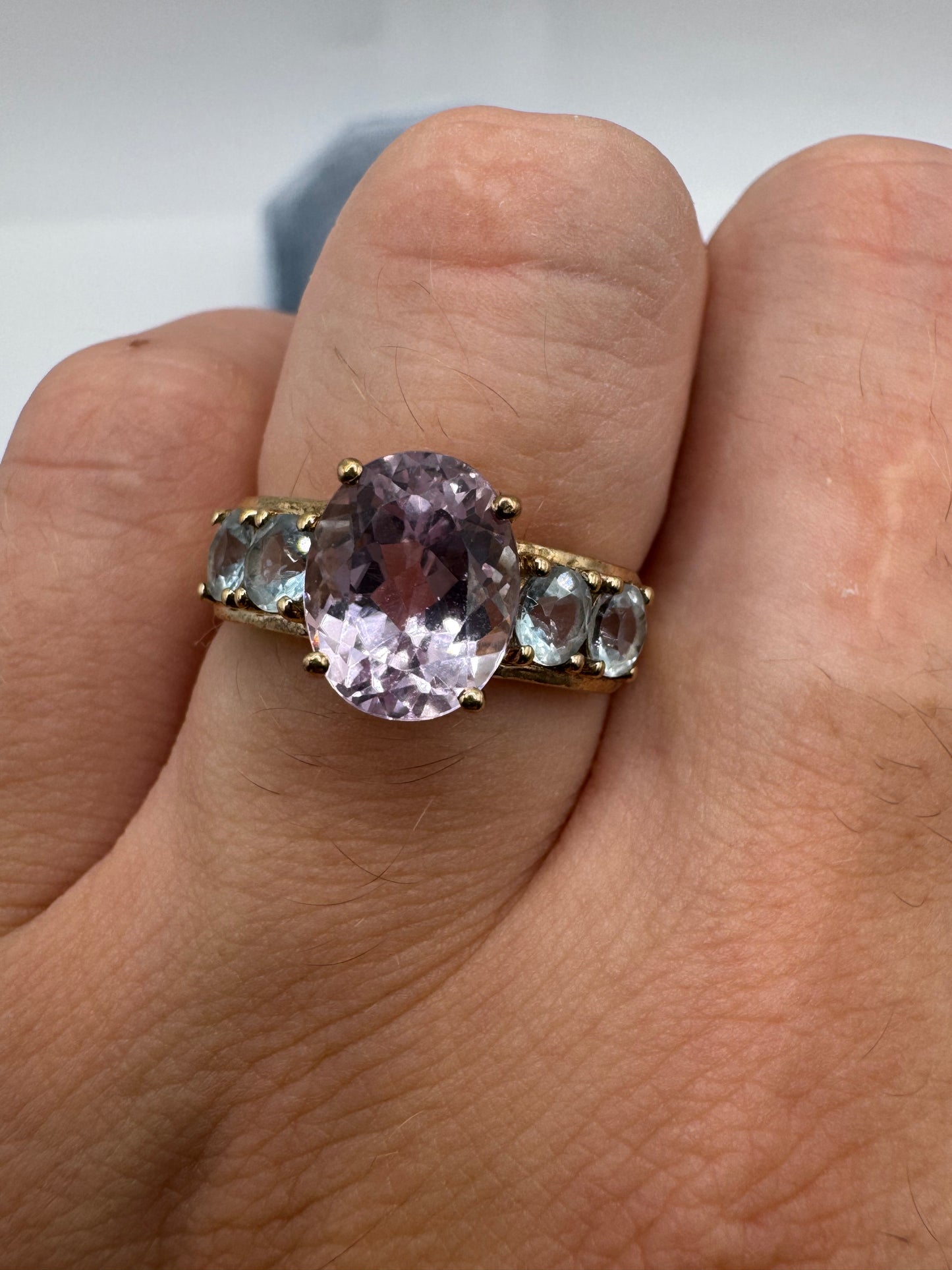 9ct gold morganite and topaz ring