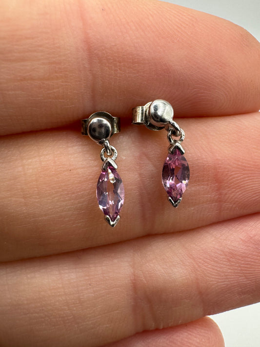 9ct white gold pink topaz earrings