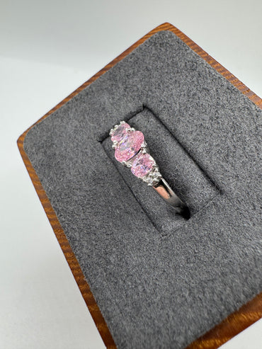 9ct white gold pink topaz and diamond ring