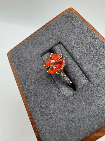 9ct white gold fire opal ring