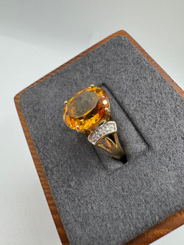 9ct gold citrine and diamond ring
