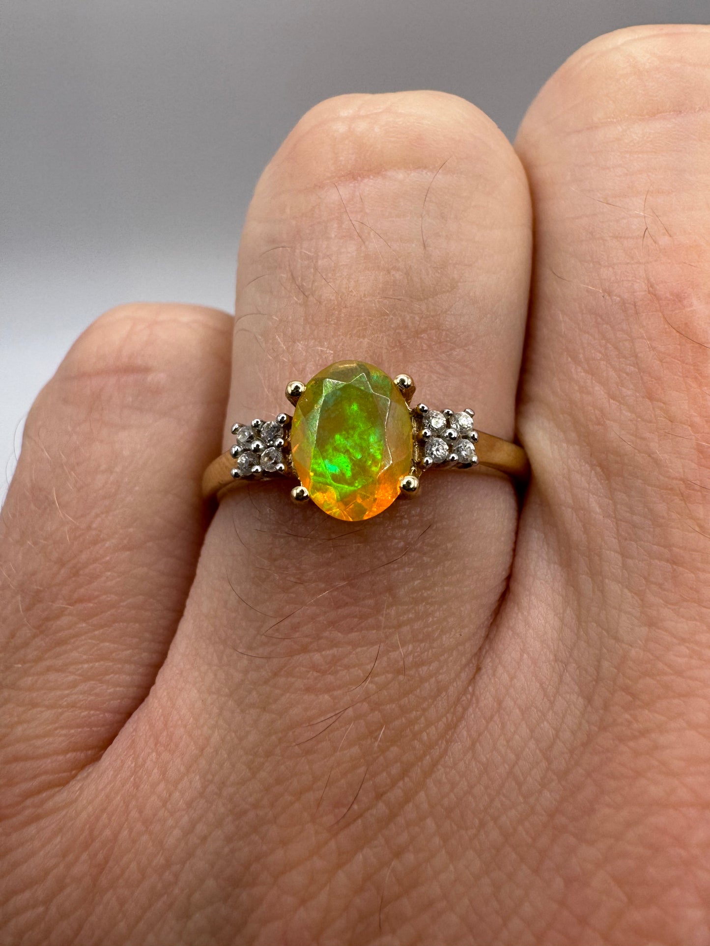 9ct gold opal and zircon ring
