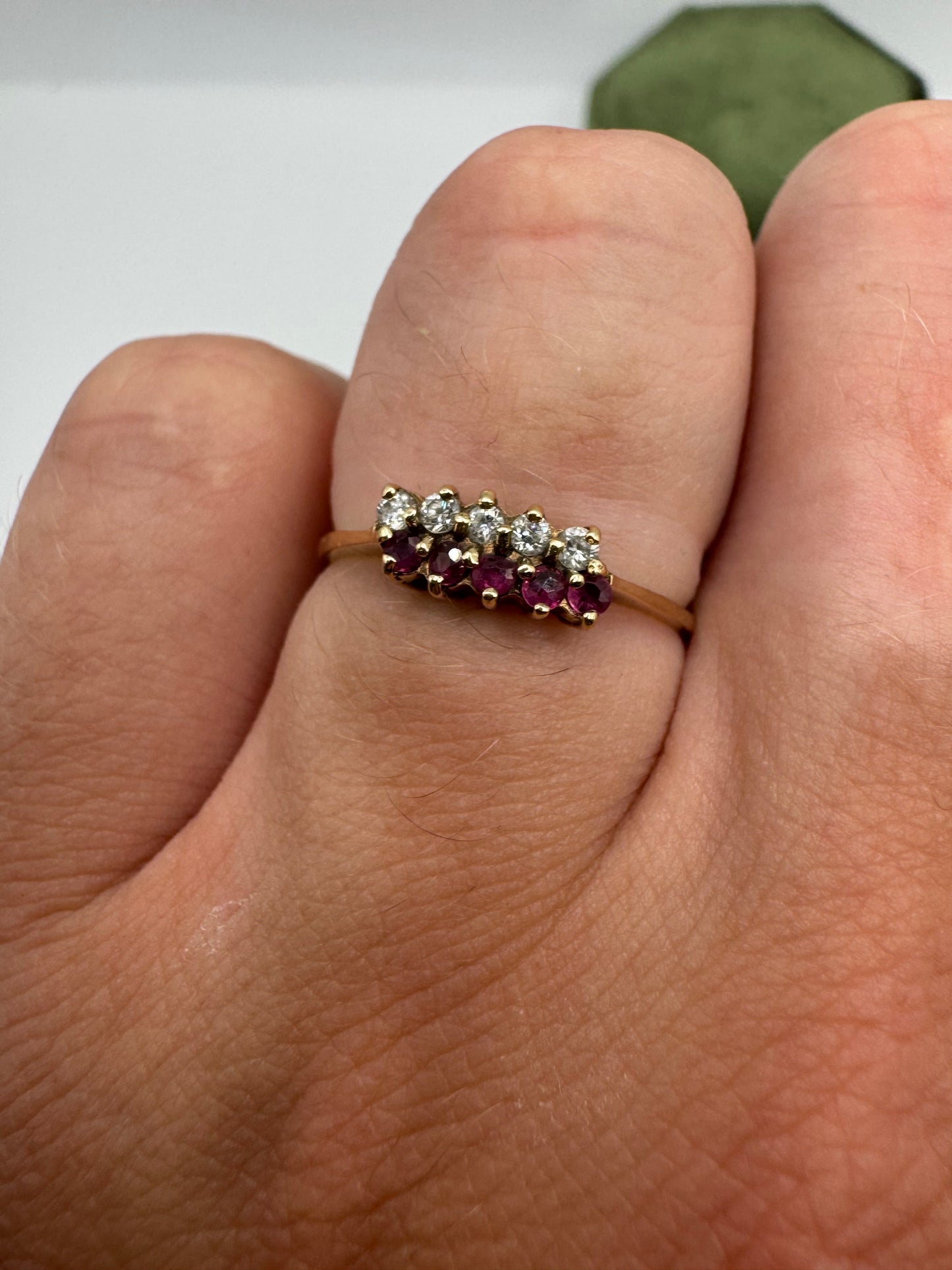 9ct gold ruby and cz ring