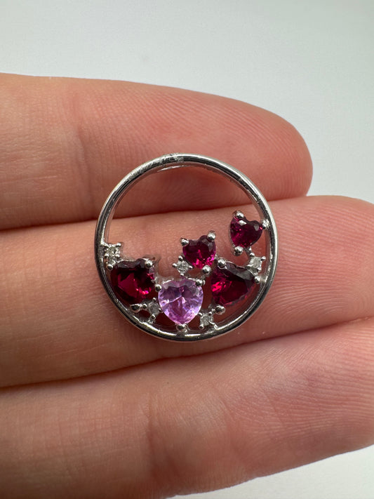 9ct white gold multi-gem and diamond pendant