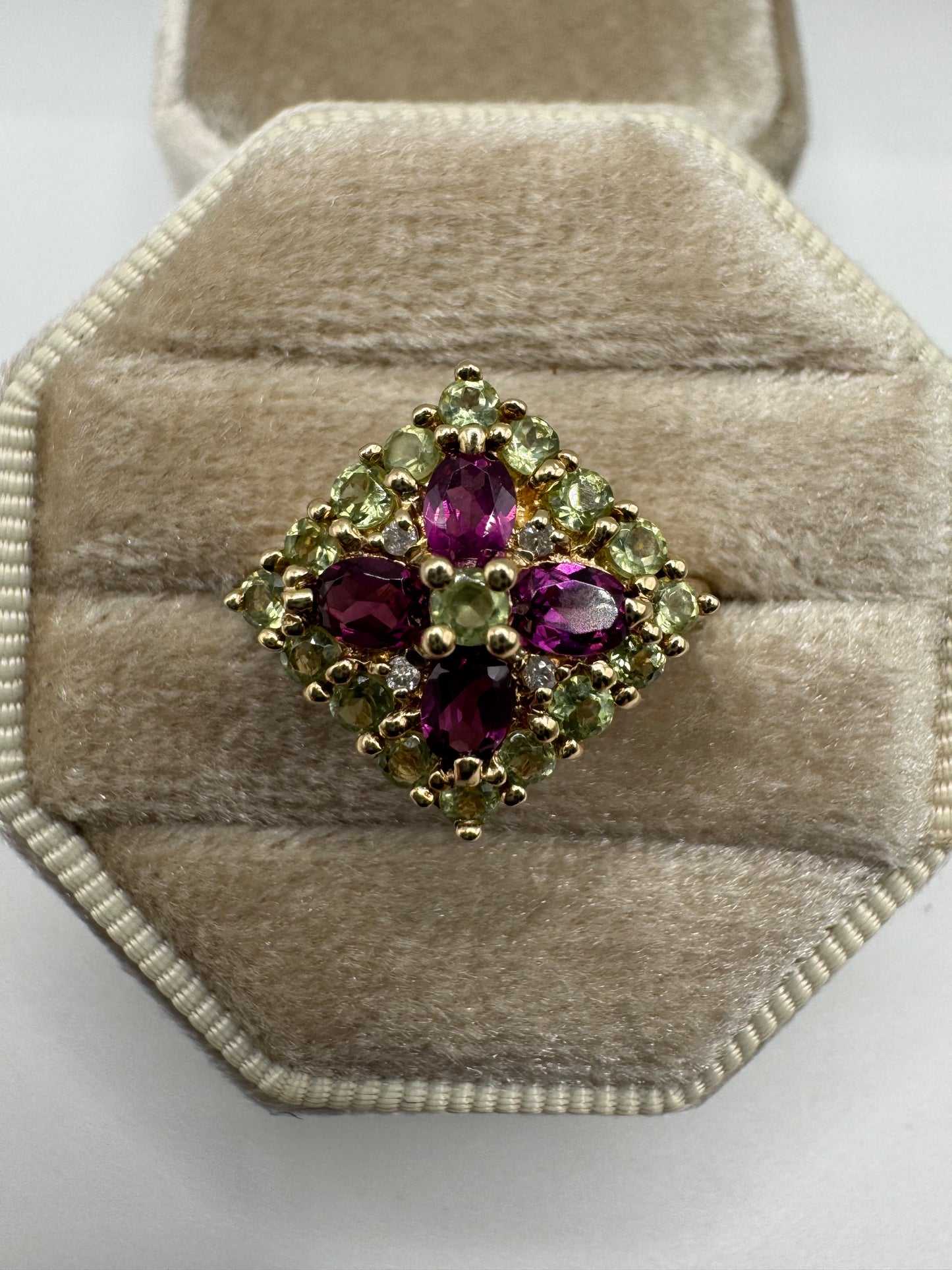 9ct gold tourmaline cluster ring