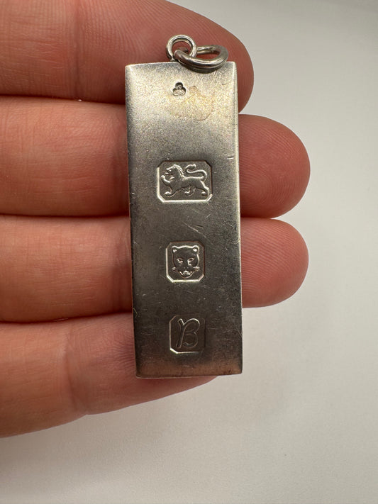 Heavy silver ingot pendant