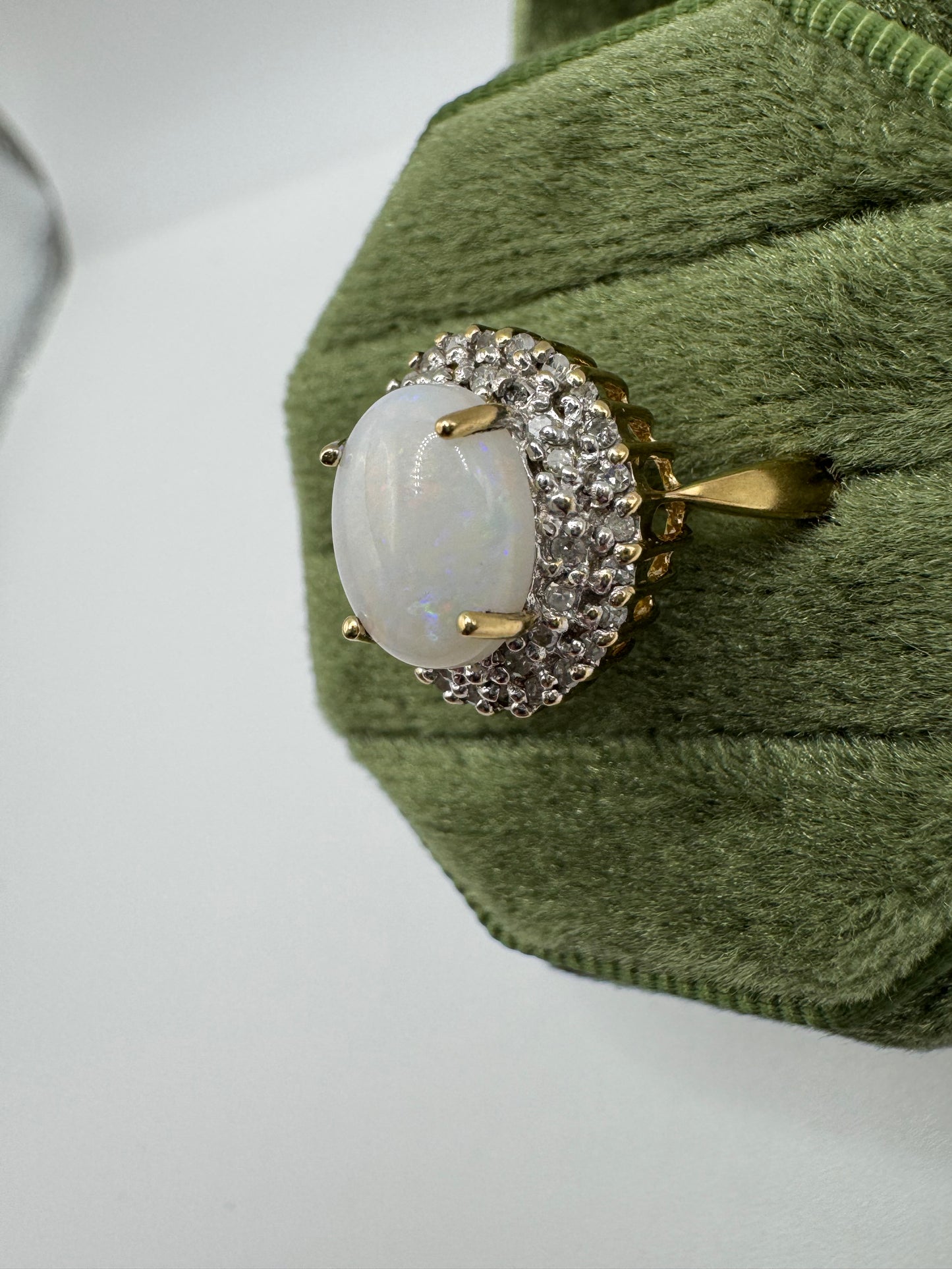 9ct gold opal and diamond cluster ring