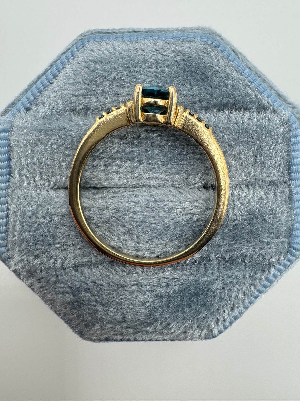 9ct gold topaz and blue diamond ring