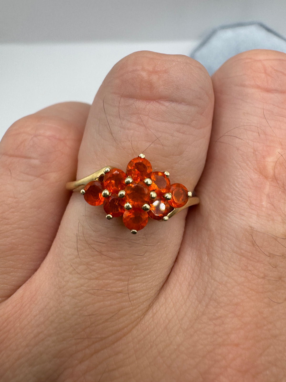 9ct gold fire opal cluster ring