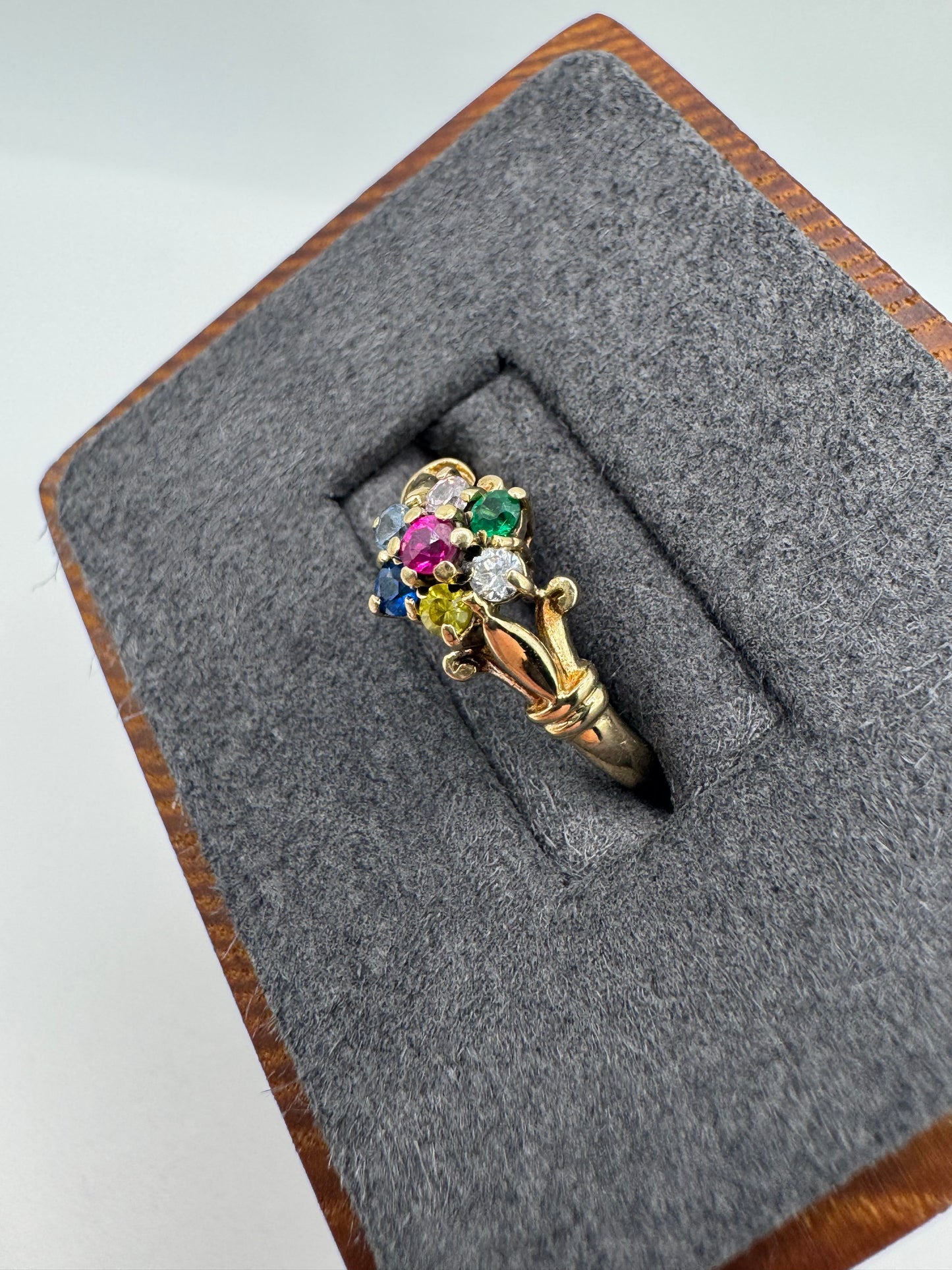9ct gold multi-gem cluster ring